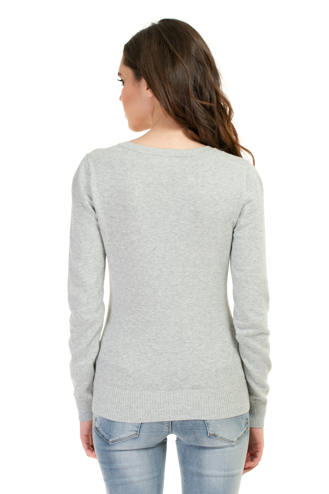 Базовый пуловер из хлопка (арт. baon B137201), размер XXL, цвет silver melange#серый Базовый пуловер из хлопка (арт. baon B137201) - фото 2