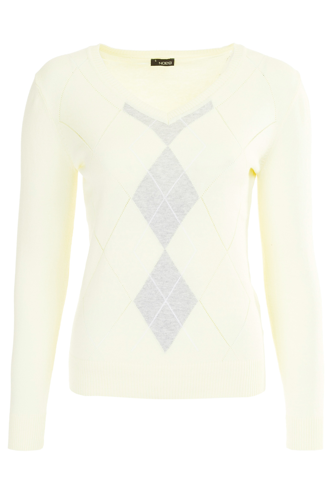 Базовый пуловер с ромбами (арт. baon B137204), размер L, цвет белый Базовый пуловер с ромбами (арт. baon B137204) - фото 5