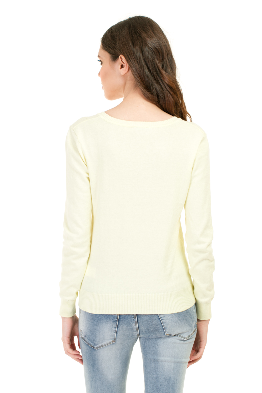 Базовый пуловер с ромбами (арт. baon B137204), размер L, цвет белый Базовый пуловер с ромбами (арт. baon B137204) - фото 2
