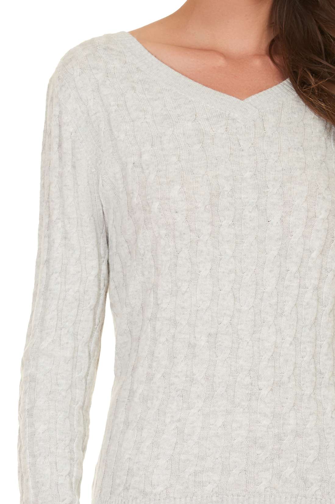 Базовый пуловер с узором и ангорой (арт. baon B137703), размер XS, цвет silver melange#серый Базовый пуловер с узором и ангорой (арт. baon B137703) - фото 4