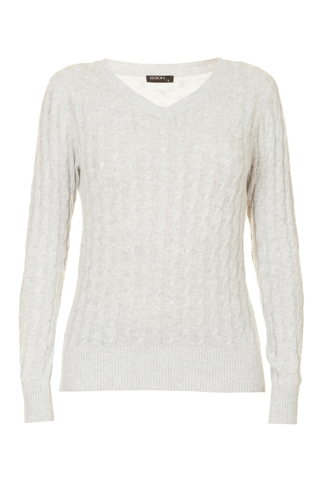 Базовый пуловер с узором и ангорой (арт. baon B137703), размер XS, цвет silver melange#серый Базовый пуловер с узором и ангорой (арт. baon B137703) - фото 3