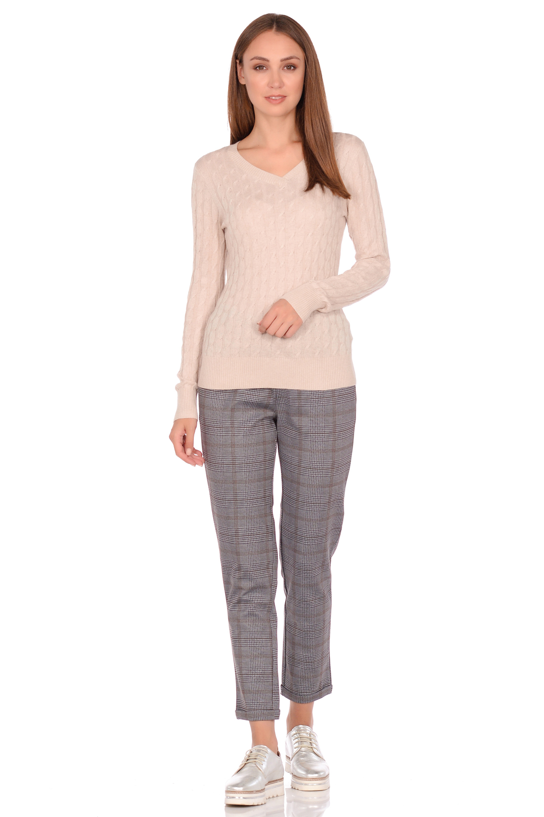 Базовый пуловер с узором и ангорой (арт. baon B138703), размер XXL, цвет серый Базовый пуловер с узором и ангорой (арт. baon B138703) - фото 3