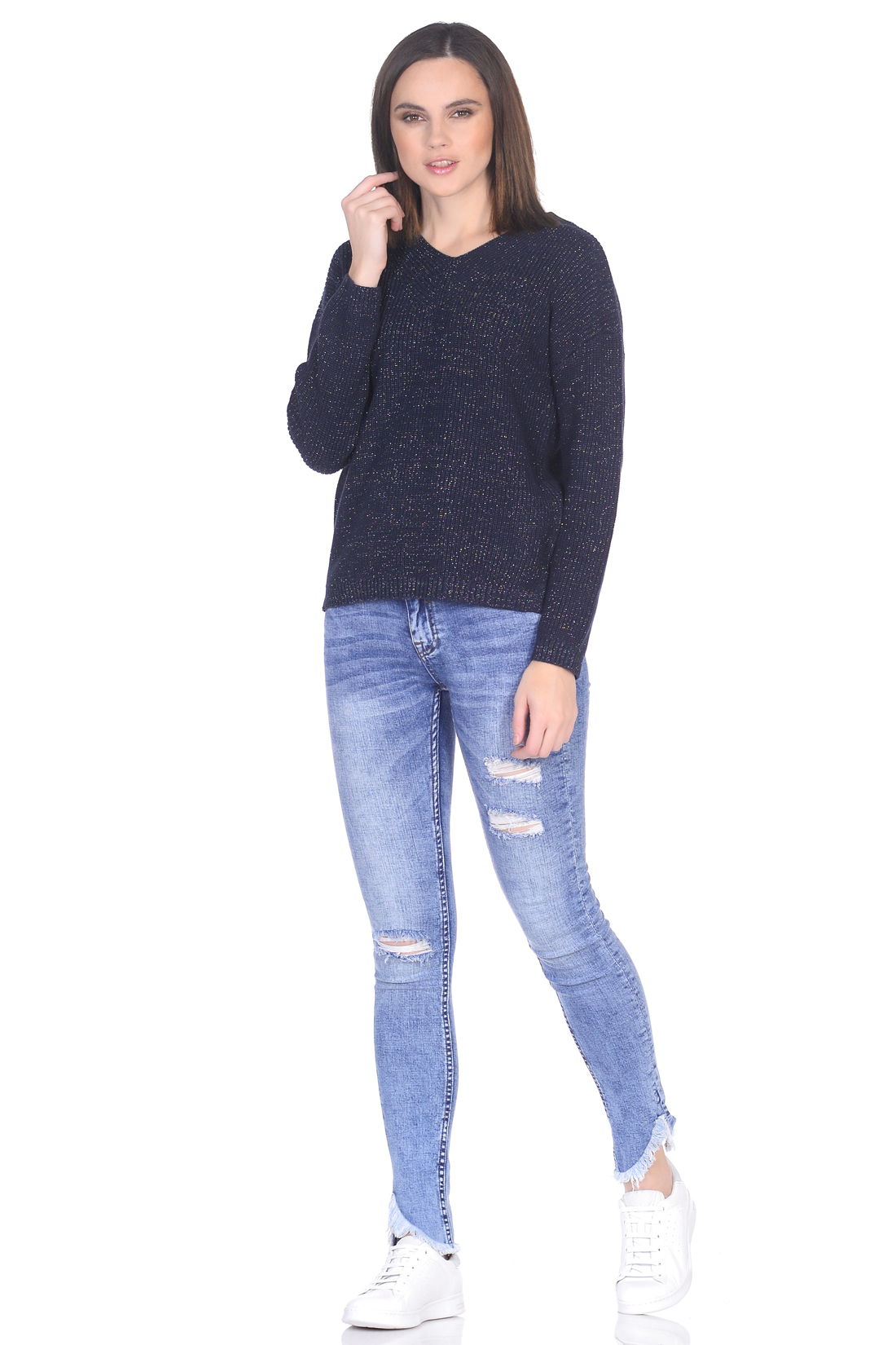 Пуловер с блестящей нитью (арт. baon B139017), размер XS, цвет синий Пуловер с блестящей нитью (арт. baon B139017) - фото 3