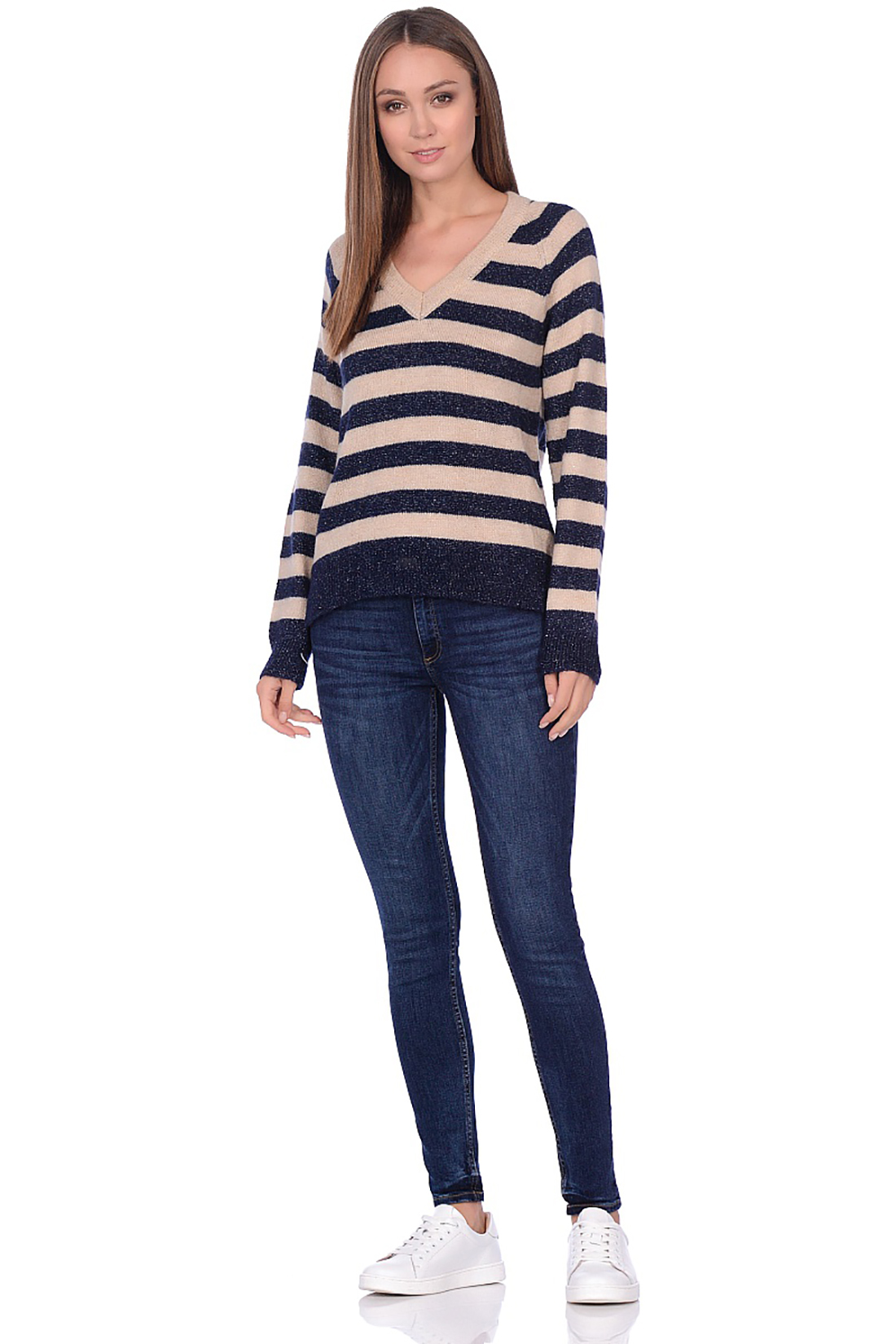 Пуловер с широкими полосами (арт. baon B139516), размер XXL, цвет синий Пуловер с широкими полосами (арт. baon B139516) - фото 3
