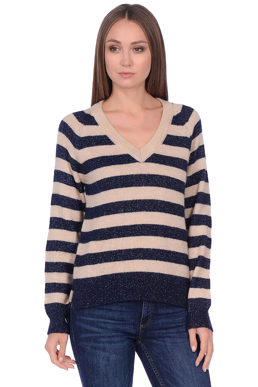 Пуловер с широкими полосами (арт. baon B139516), размер XXL, цвет синий Пуловер с широкими полосами (арт. baon B139516) - фото 1
