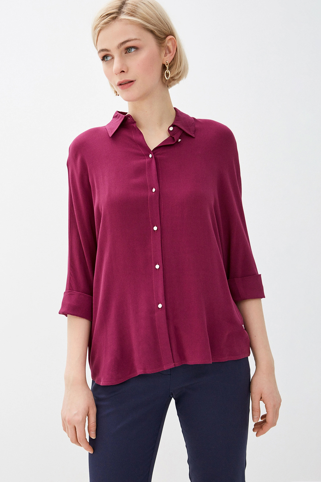 Рубашка в стиле оверсайз (арт. baon B170012), размер XXL, цвет красный Рубашка в стиле оверсайз (арт. baon B170012) - фото 1