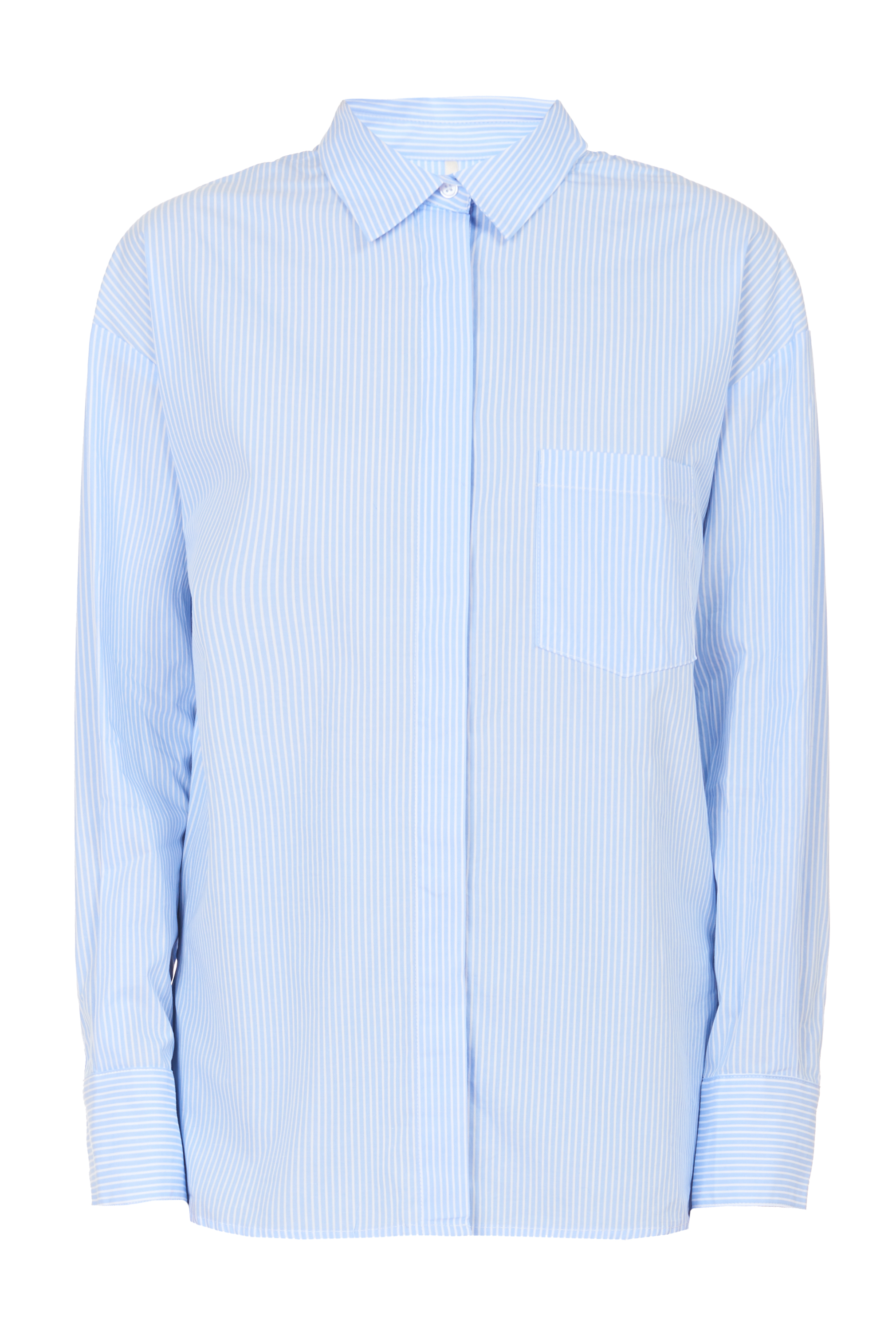 Прямая рубашка в полоску (арт. baon B177516), размер L, цвет белый Прямая рубашка в полоску (арт. baon B177516) - фото 3