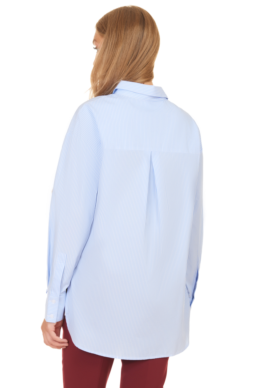 Прямая рубашка в полоску (арт. baon B177516), размер L, цвет белый Прямая рубашка в полоску (арт. baon B177516) - фото 2
