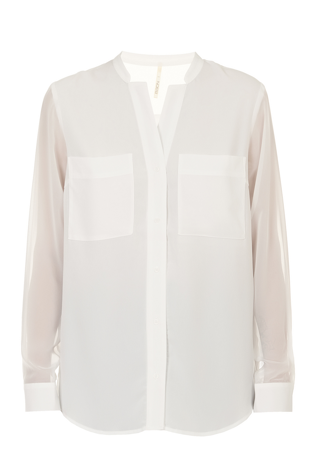 Блузка с накладными карманами (арт. baon B177544), размер M, цвет белый Блузка с накладными карманами (арт. baon B177544) - фото 3