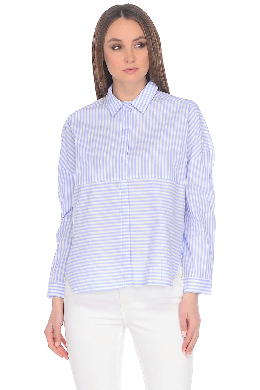 Широкая блузка в голубую полоску (арт. baon B178012), размер S, цвет angel blue striped#голубой Широкая блузка в голубую полоску (арт. baon B178012) - фото 1