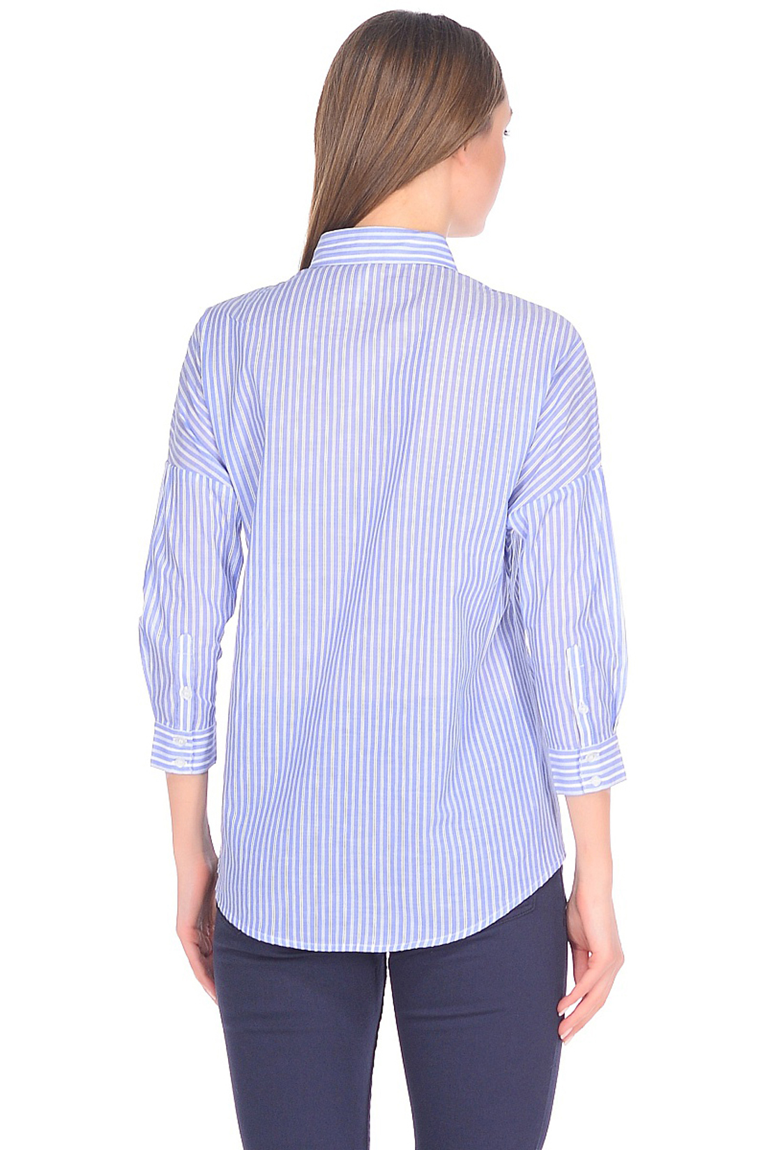 Рубашка свободного кроя (арт. baon B178014), размер XXL, цвет angel blue striped#голубой Рубашка свободного кроя (арт. baon B178014) - фото 2