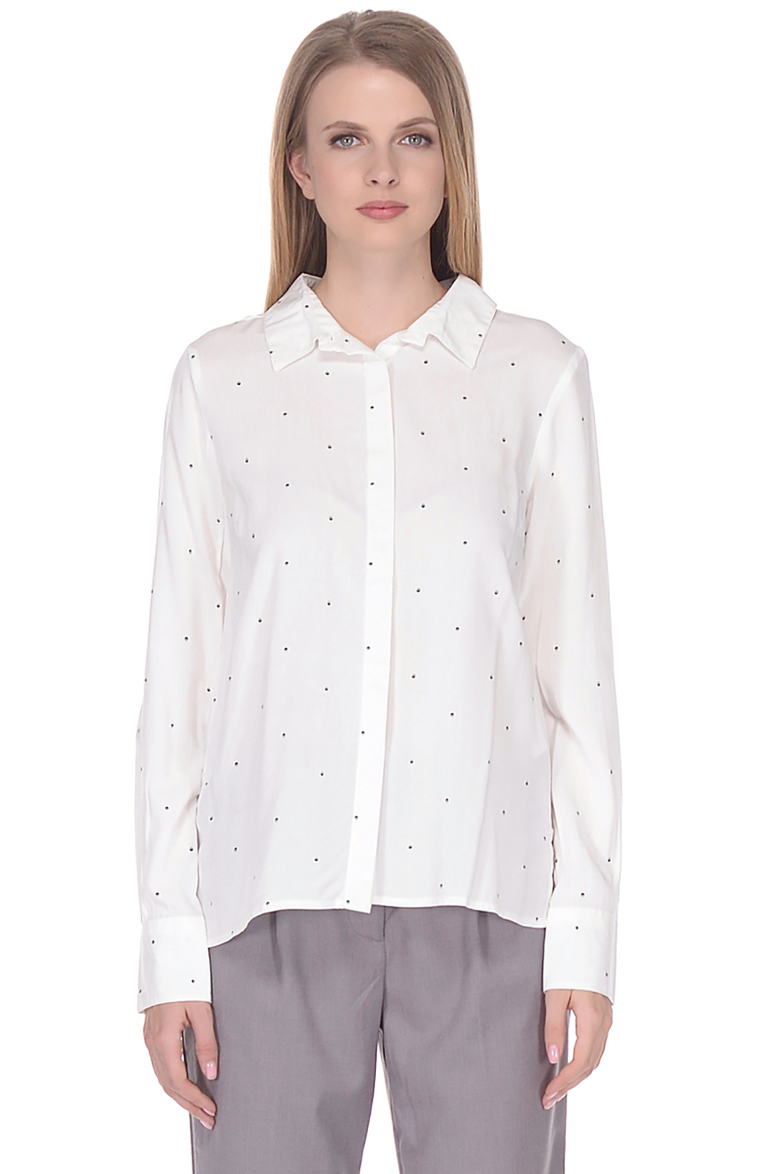 Блузка в мелкий горох (арт. baon B178056), размер XS, цвет white printed#белый Блузка в мелкий горох (арт. baon B178056) - фото 1