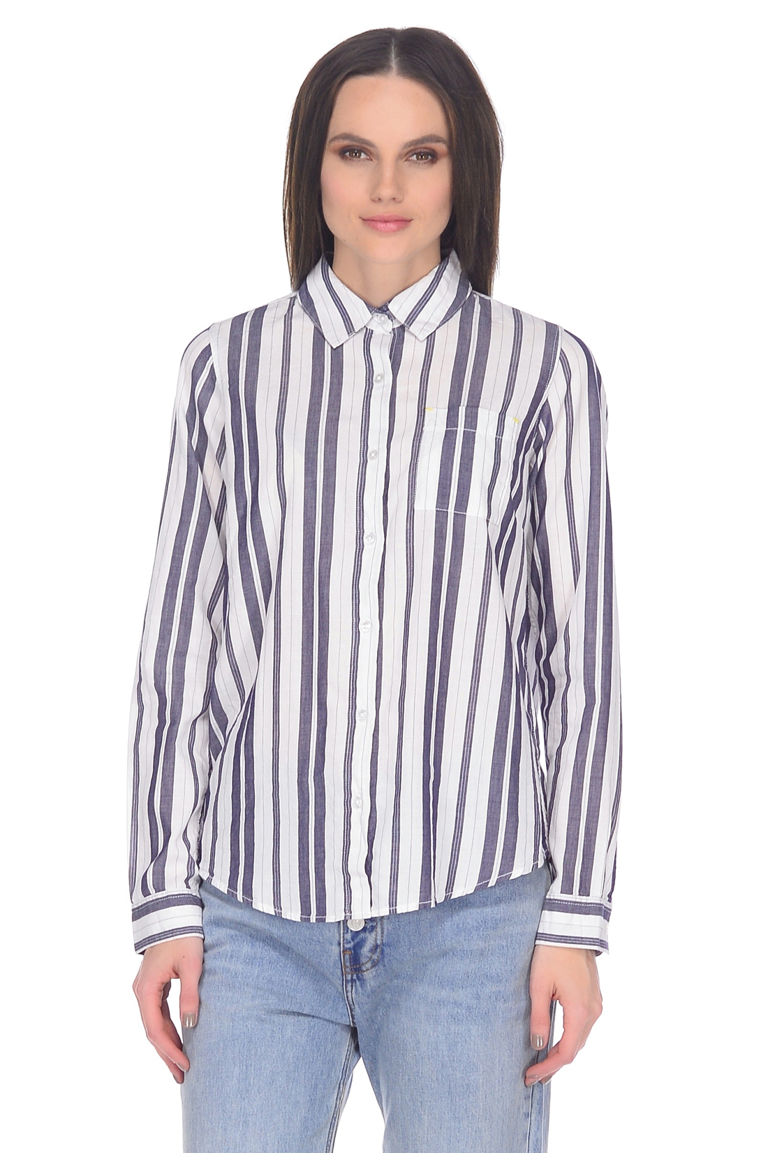 Рубашка в широкую полоску (арт. baon B178060), размер L, цвет белый Рубашка в широкую полоску (арт. baon B178060) - фото 1