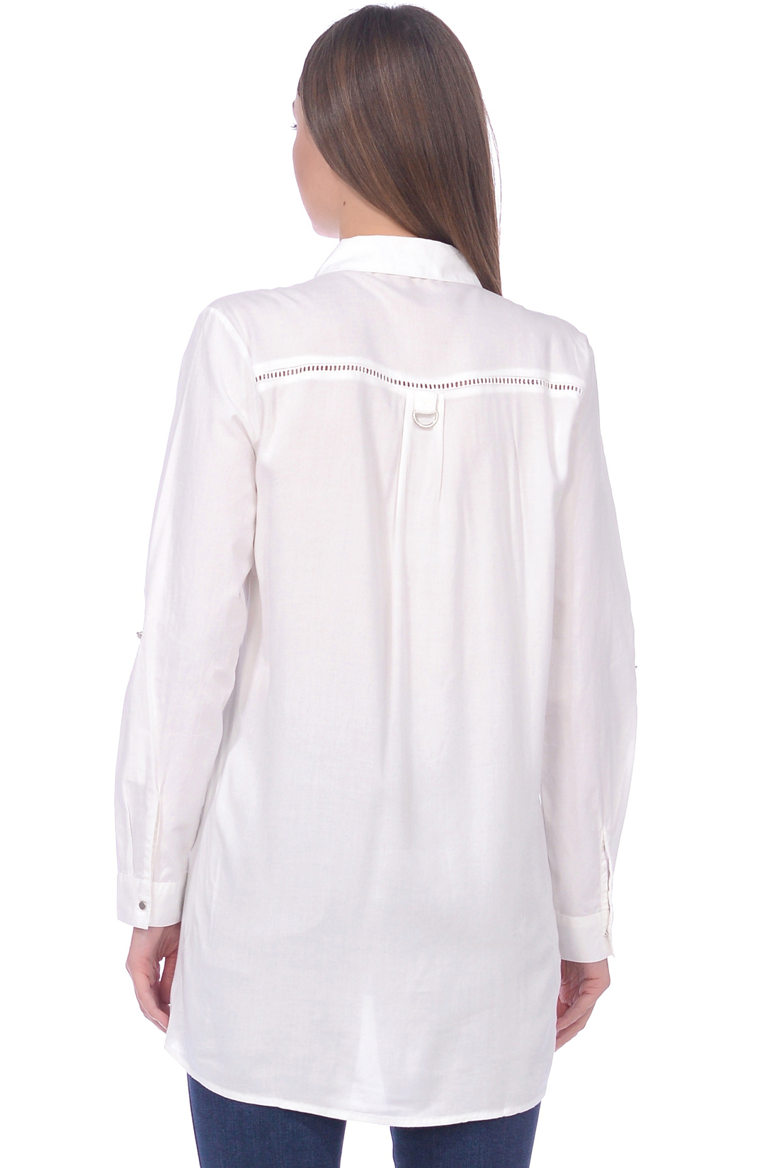 Блузка с ажурными прошвами (арт. baon B179024), размер 3XL, цвет белый Блузка с ажурными прошвами (арт. baon B179024) - фото 2
