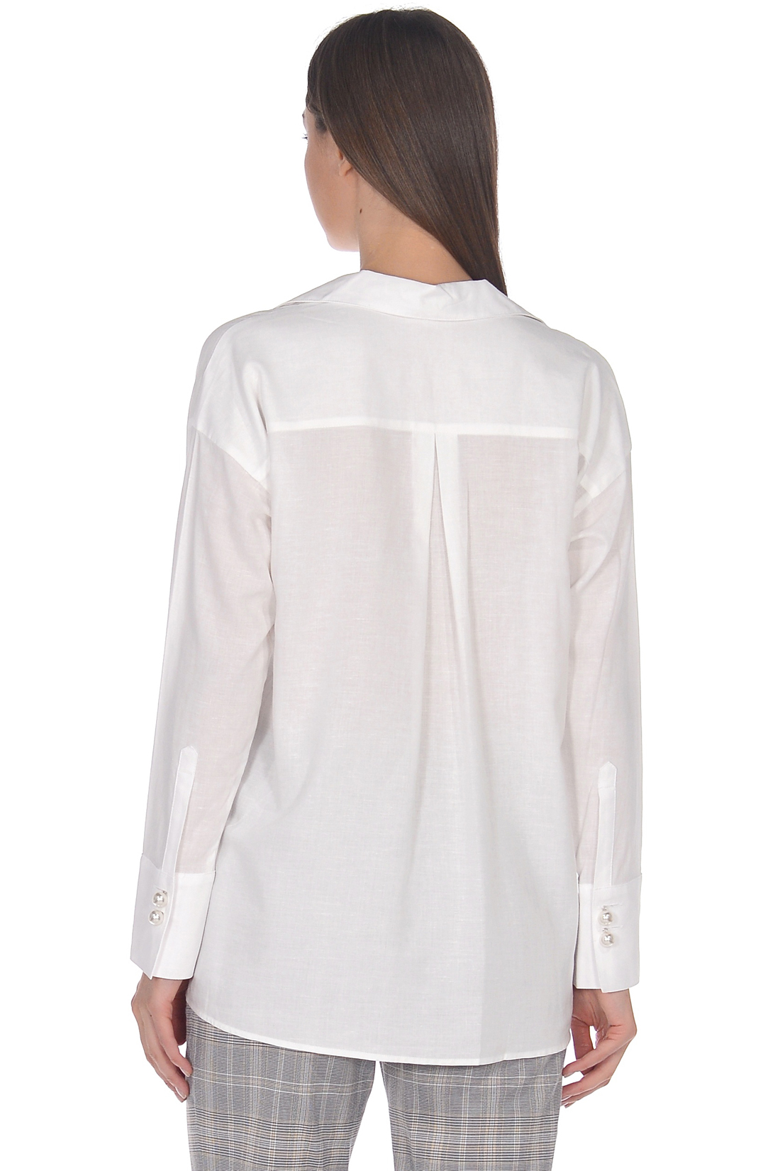Белая блузка с жемчугом (арт. baon B179043), размер XS, цвет белый Белая блузка с жемчугом (арт. baon B179043) - фото 2