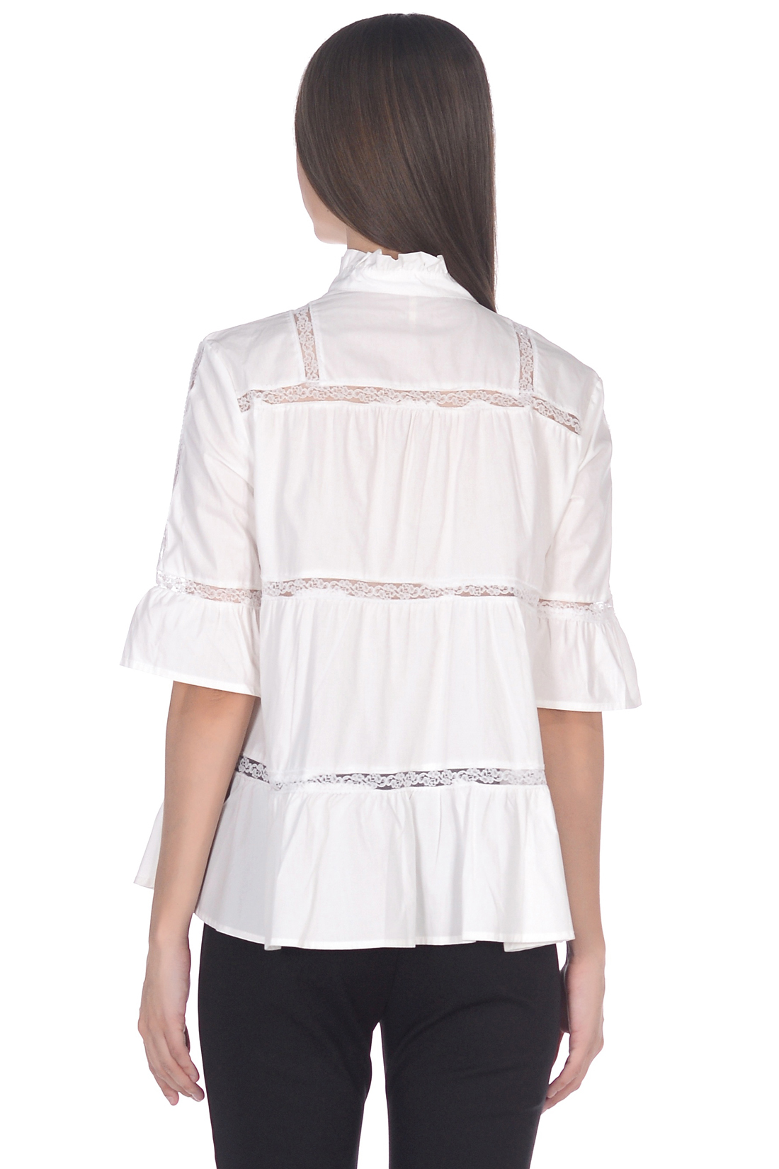Ярусная блузка с кружевными прошвами (арт. baon B179044), размер XL, цвет белый Ярусная блузка с кружевными прошвами (арт. baon B179044) - фото 3