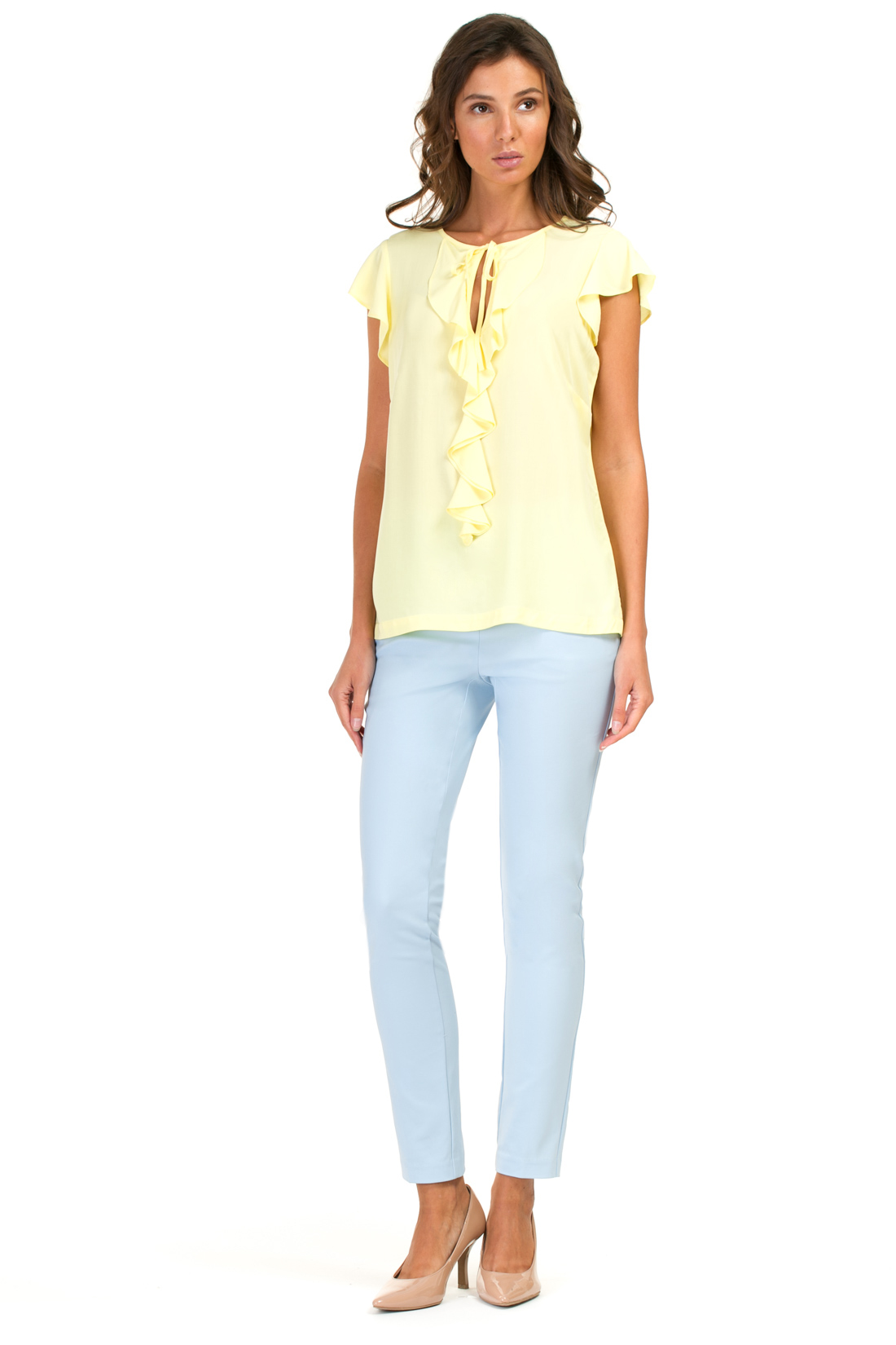 Блузка с рюшами (арт. baon B197013), размер XXL, цвет желтый Блузка с рюшами (арт. baon B197013) - фото 5
