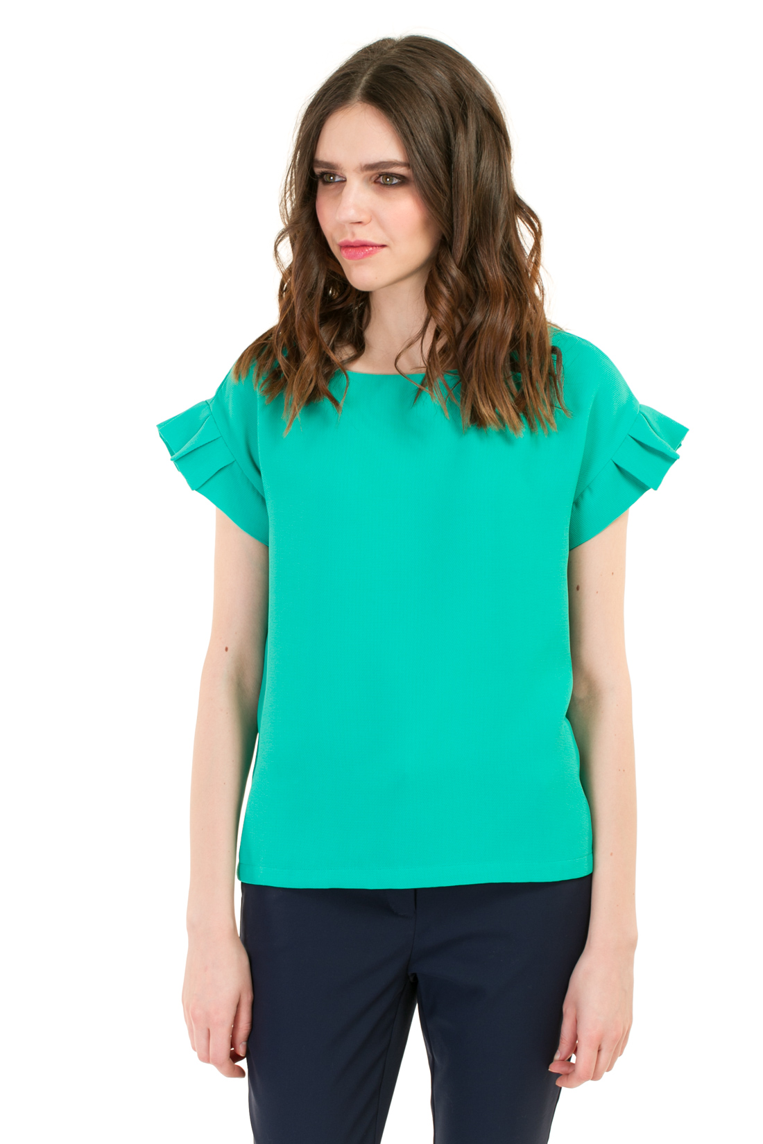 Блузка с рукавами-гофре (арт. baon B197018), размер XXL, цвет зеленый Блузка с рукавами-гофре (арт. baon B197018) - фото 1