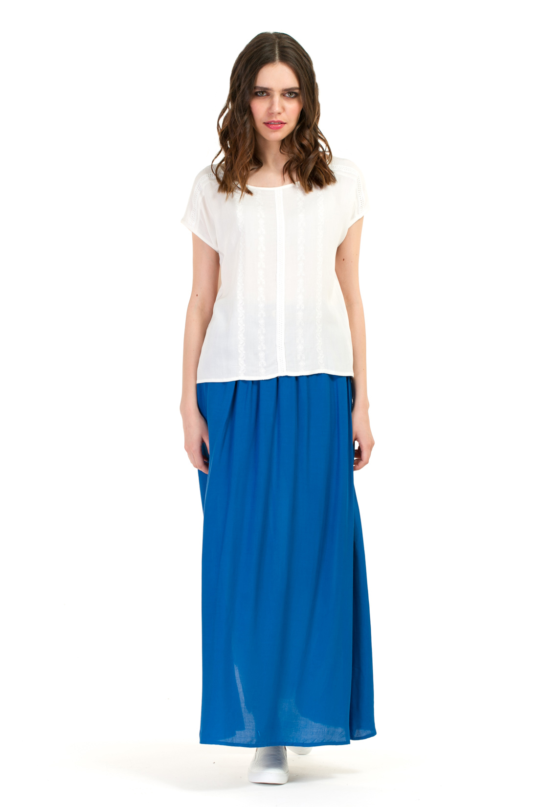 Блузка с вышивкой в крестьянском стиле (арт. baon B197054), размер XXL, цвет белый Блузка с вышивкой в крестьянском стиле (арт. baon B197054) - фото 3