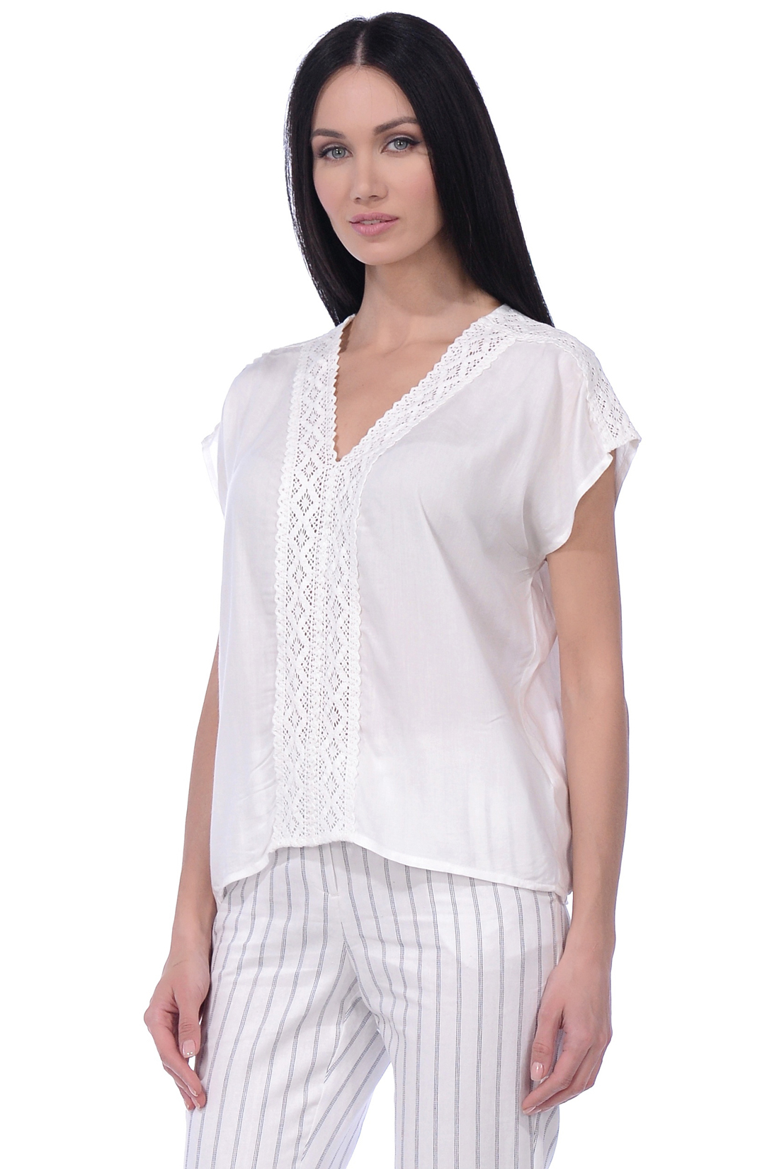 Белая блузка из вискозы (арт. baon B199058), размер S, цвет белый Белая блузка из вискозы (арт. baon B199058) - фото 1