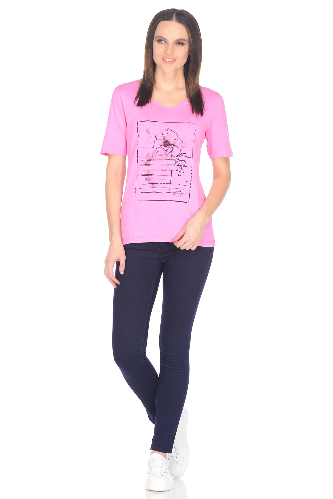 Розовая футболка с принтом (арт. baon B238069), размер S, цвет розовый Розовая футболка с принтом (арт. baon B238069) - фото 3