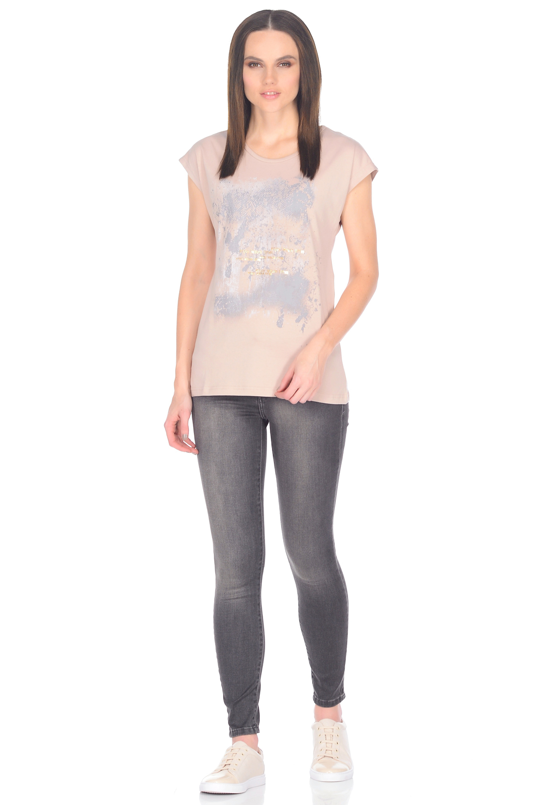 Бежевая футболка с принтом (арт. baon B238085), размер XXL, цвет бежевый Бежевая футболка с принтом (арт. baon B238085) - фото 3