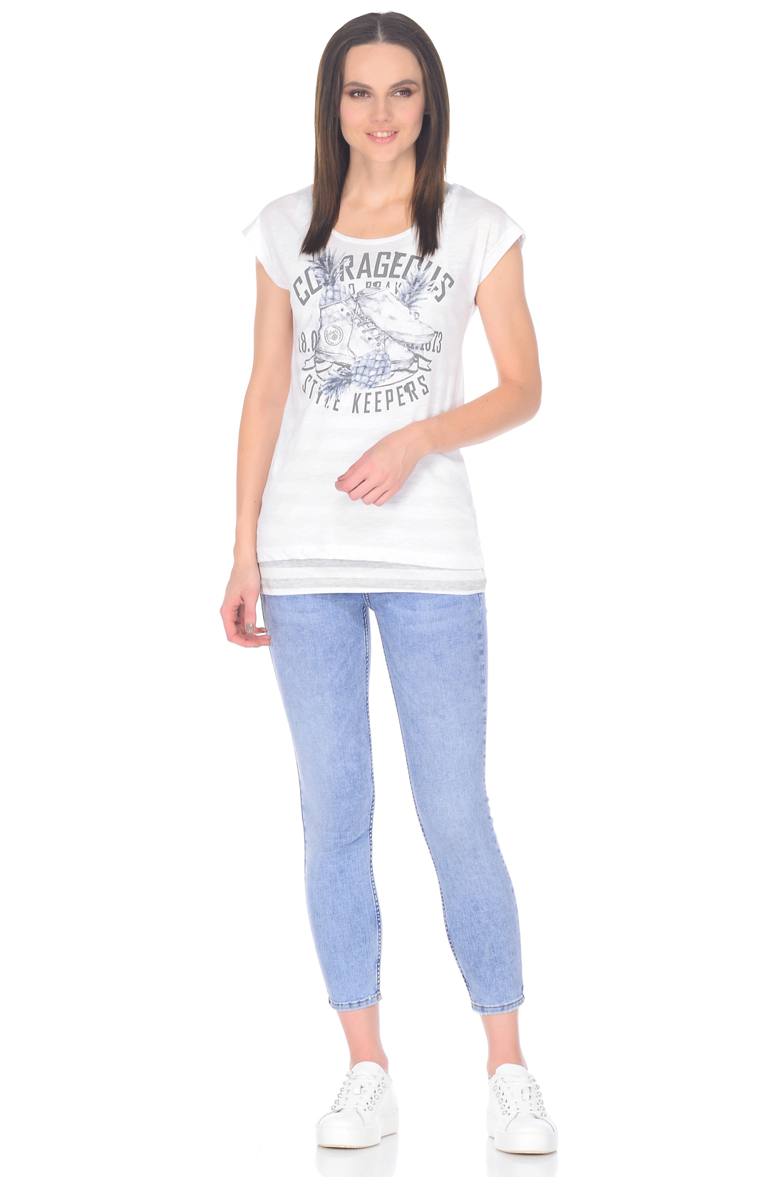 Двойная футболка с принтом (арт. baon B238093), размер XXL, цвет белый Двойная футболка с принтом (арт. baon B238093) - фото 3