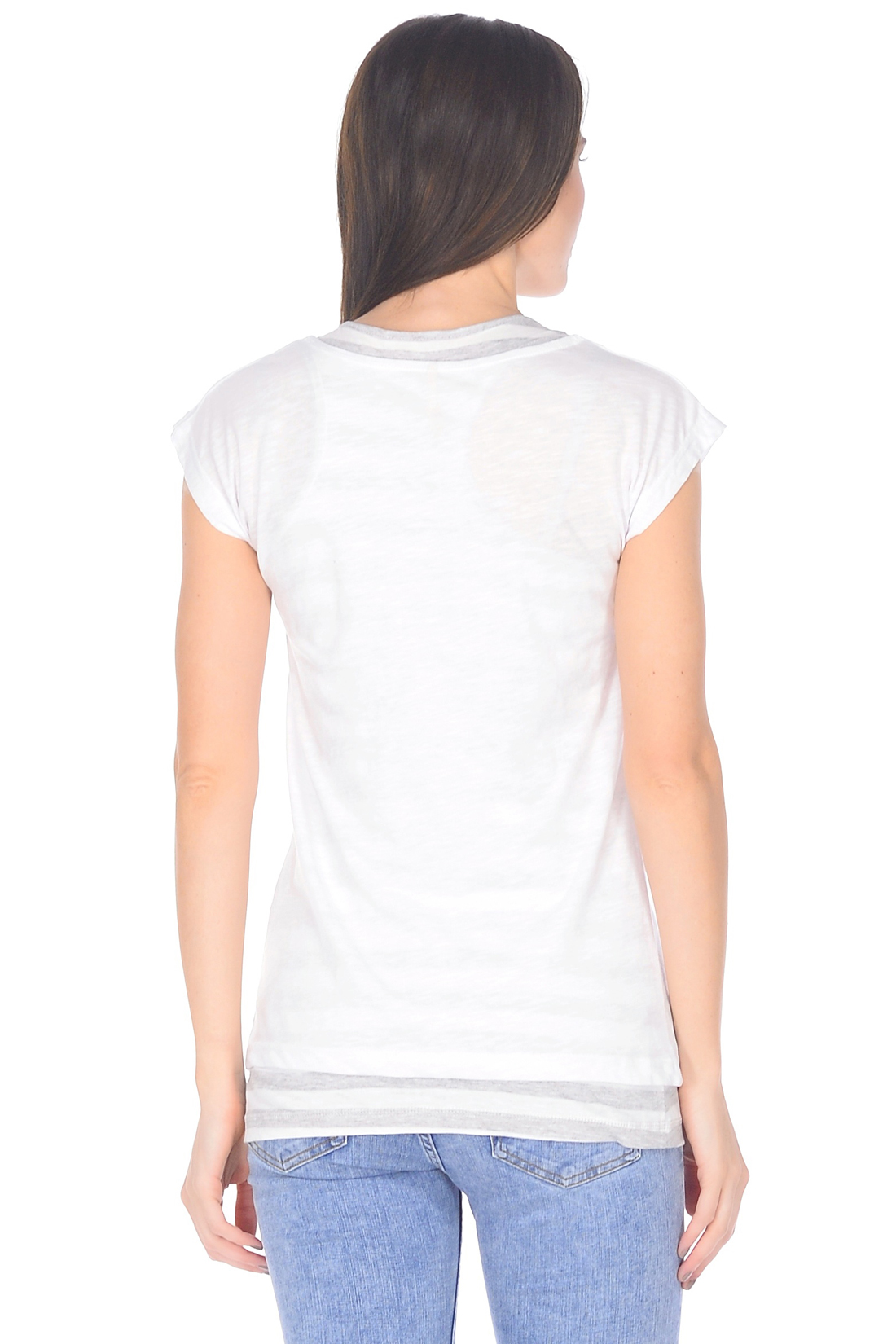 Двойная футболка с принтом (арт. baon B238093), размер XXL, цвет белый Двойная футболка с принтом (арт. baon B238093) - фото 2