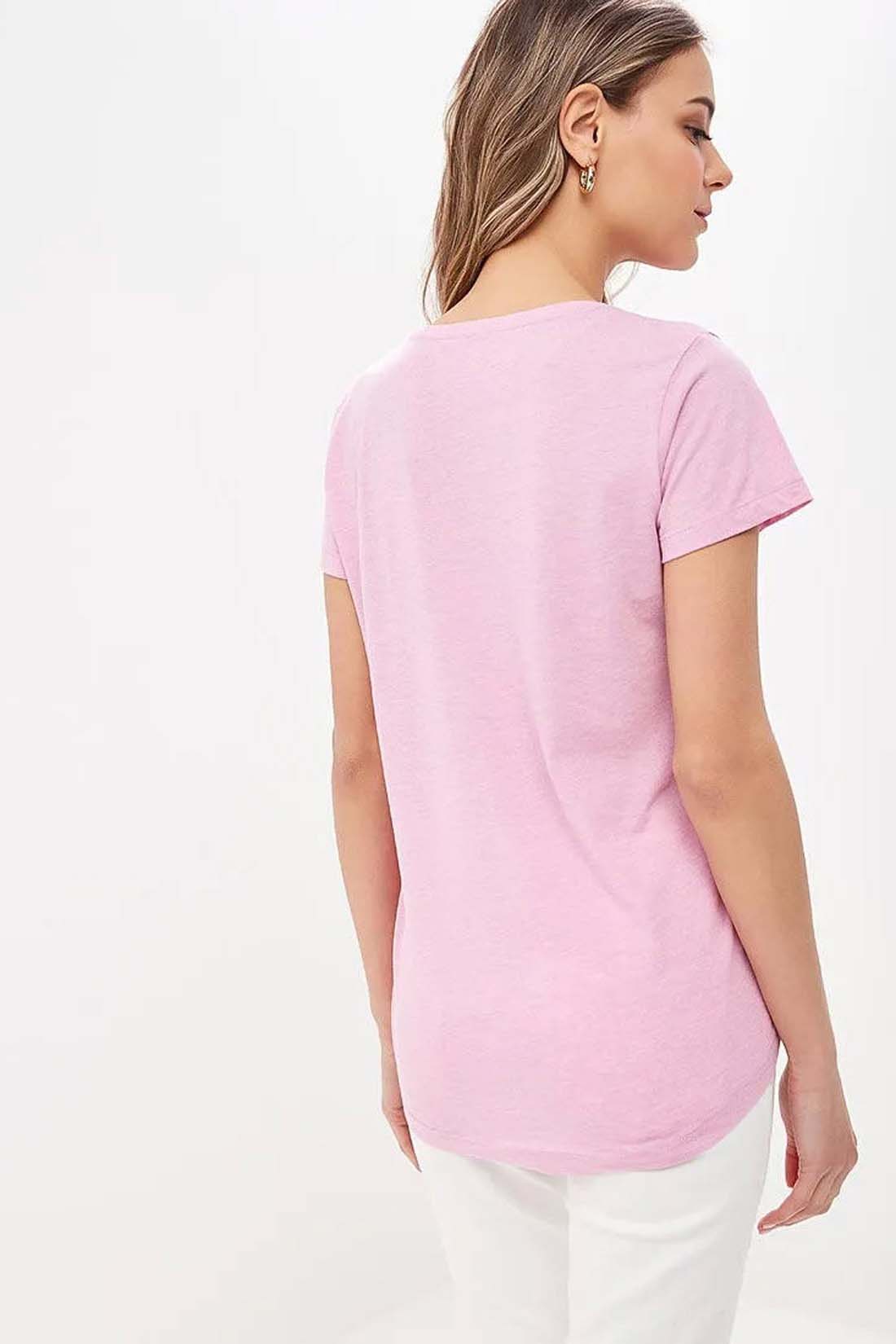 Розовая футболка с принтом (арт. baon B239079), размер L, цвет розовый Розовая футболка с принтом (арт. baon B239079) - фото 2