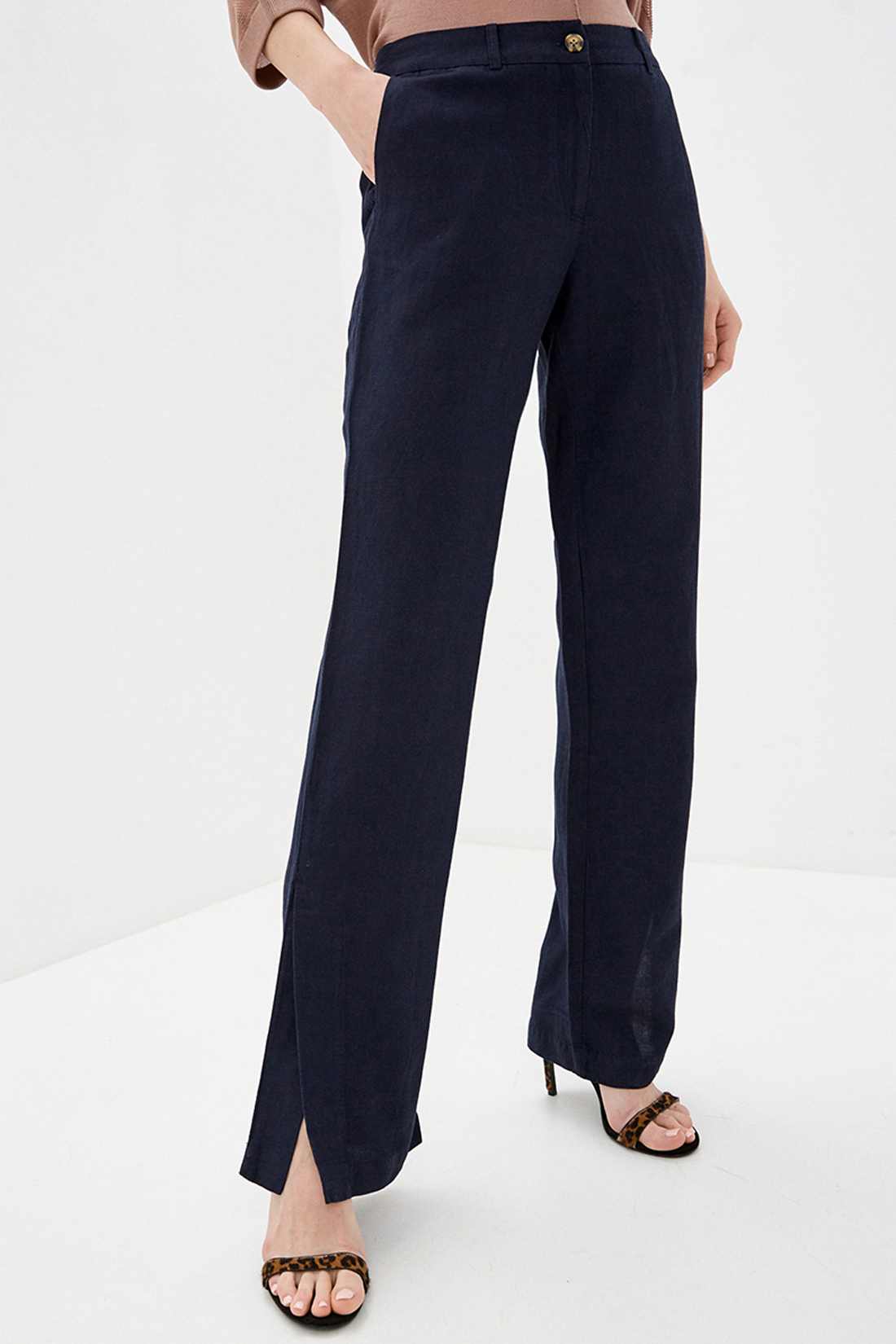Широкие брюки с разрезами (арт. baon B290023), размер L, цвет синий Широкие брюки с разрезами (арт. baon B290023) - фото 1