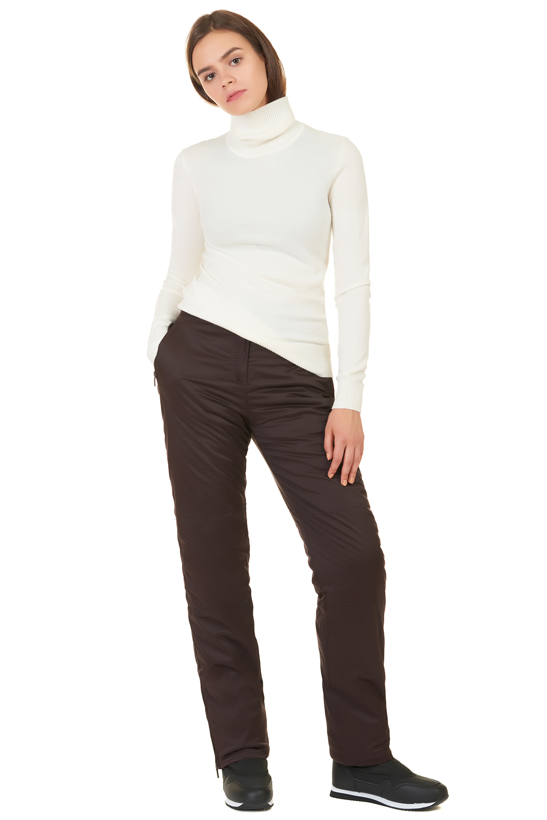 Утеплённые брюки с молниями (арт. baon B297505), размер XL, цвет коричневый Утеплённые брюки с молниями (арт. baon B297505) - фото 5
