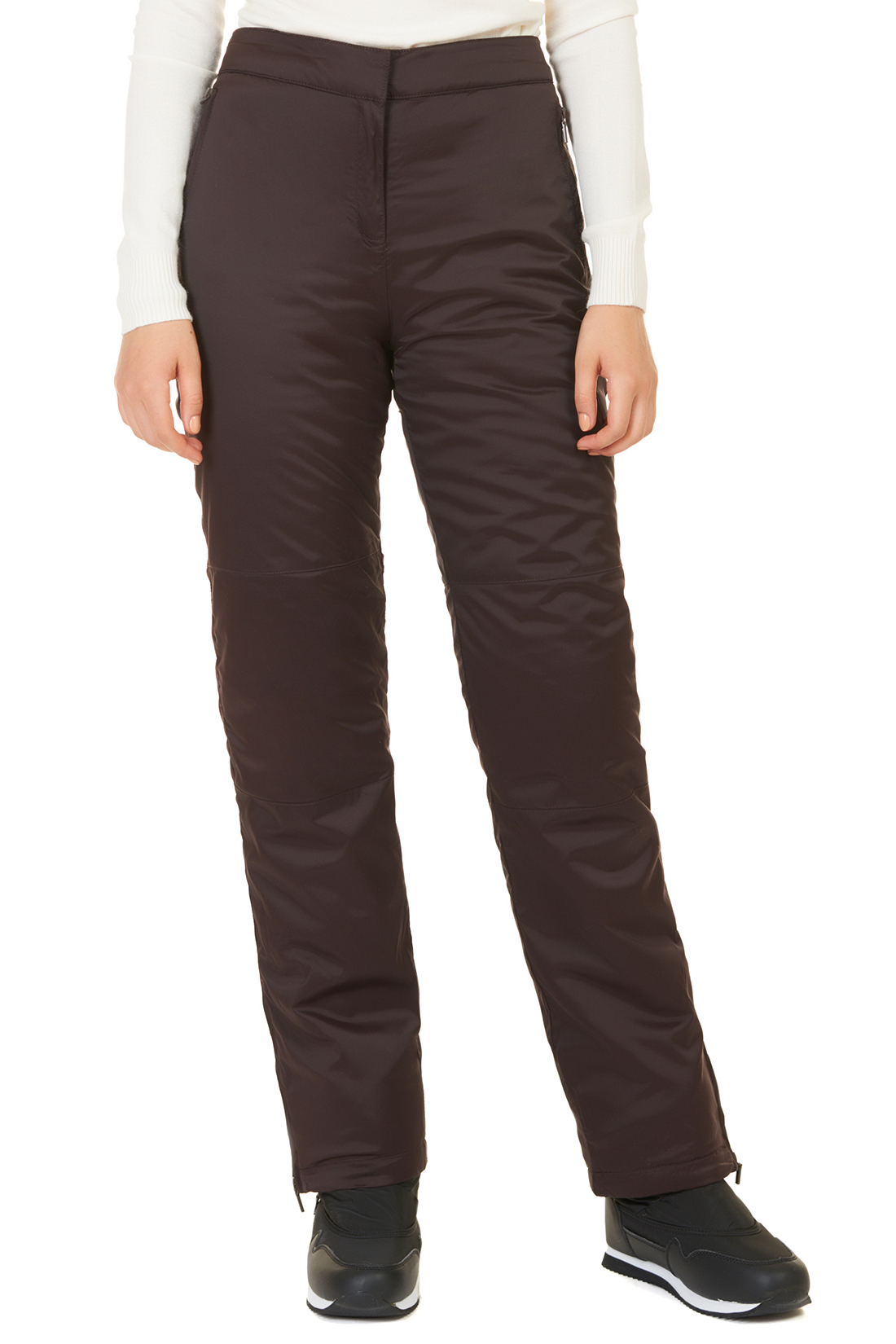 Утеплённые брюки с молниями (арт. baon B297505), размер XL, цвет коричневый Утеплённые брюки с молниями (арт. baon B297505) - фото 1