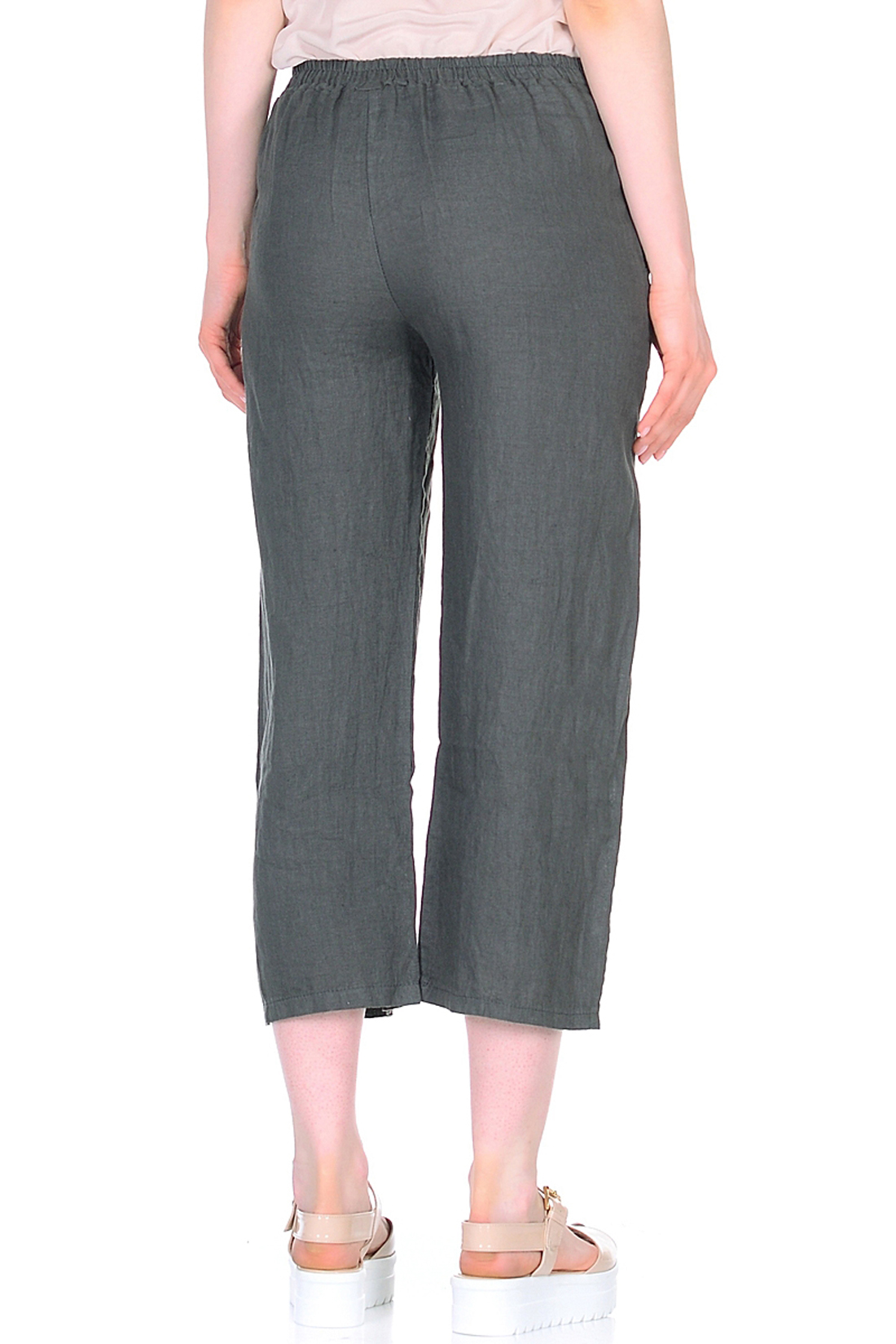 Льняные брюки-кюлоты (арт. baon B298036), размер L, цвет серый Льняные брюки-кюлоты (арт. baon B298036) - фото 2