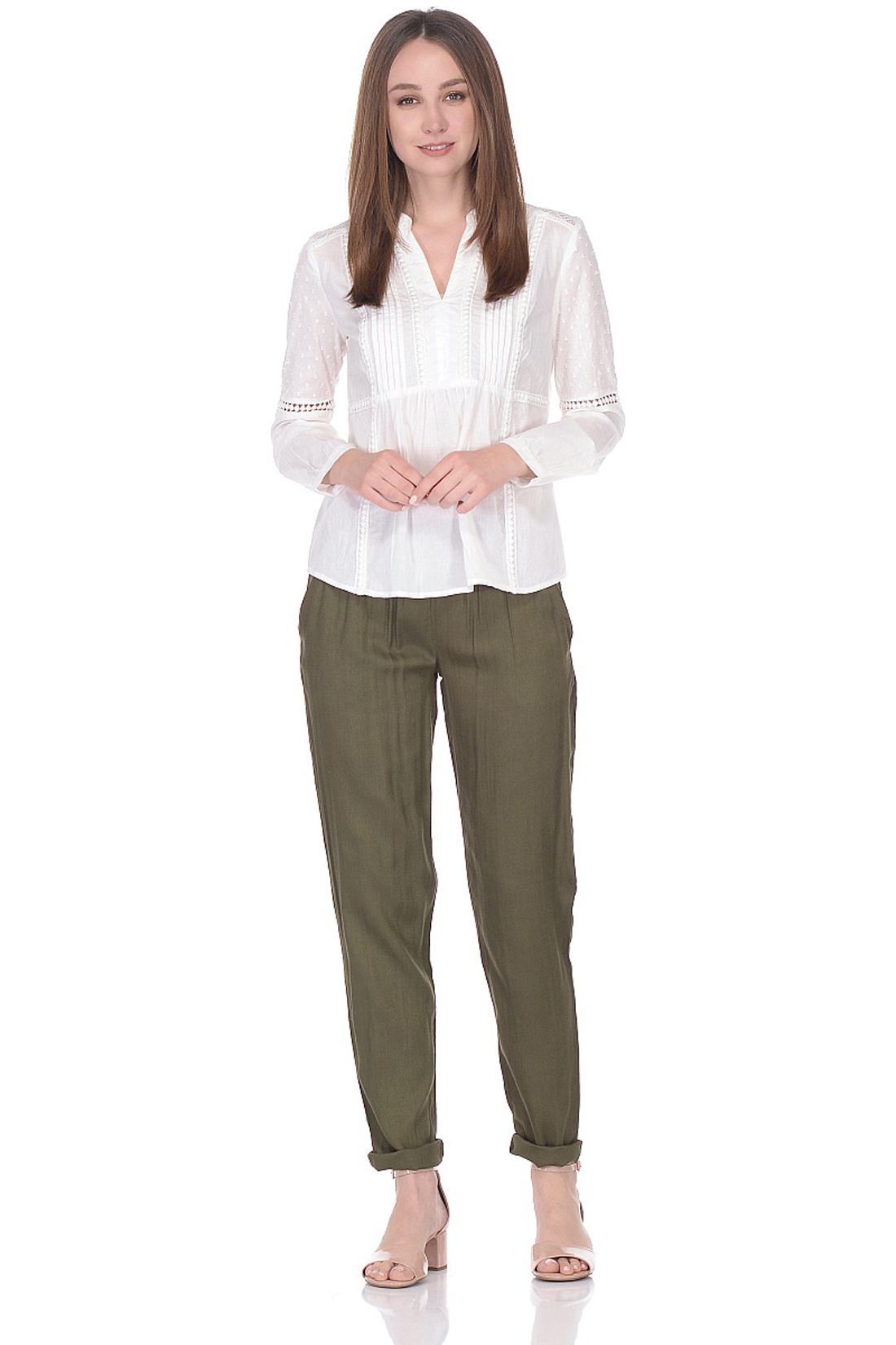 Зауженные брюки из вискозы (арт. baon B298047), размер XL, цвет зеленый Зауженные брюки из вискозы (арт. baon B298047) - фото 3