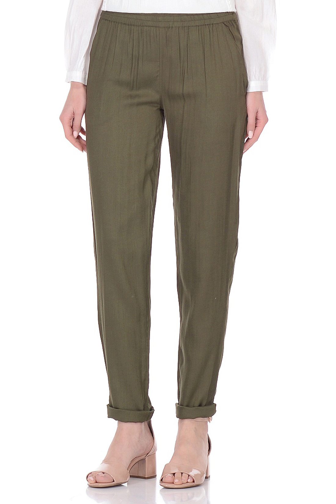 Зауженные брюки из вискозы (арт. baon B298047), размер XL, цвет зеленый Зауженные брюки из вискозы (арт. baon B298047) - фото 1