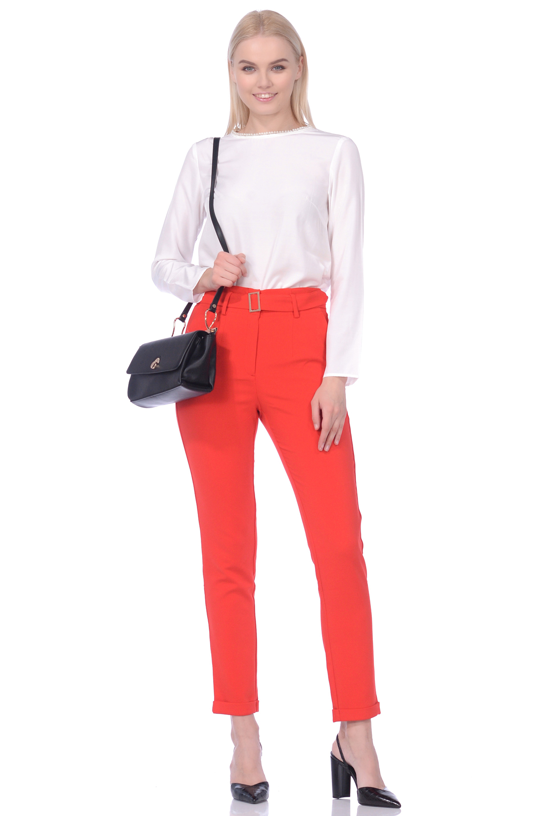 Классические брюки с пряжкой (арт. baon B299010), размер XXL, цвет красный Классические брюки с пряжкой (арт. baon B299010) - фото 4