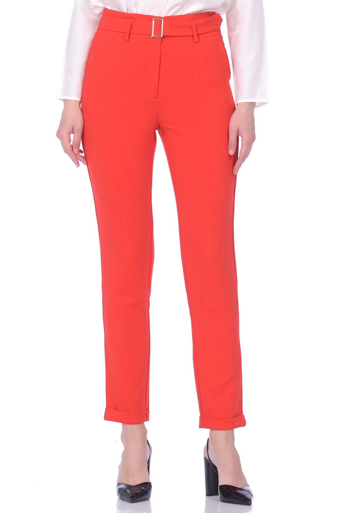 Классические брюки с пряжкой (арт. baon B299010), размер XXL, цвет красный Классические брюки с пряжкой (арт. baon B299010) - фото 1