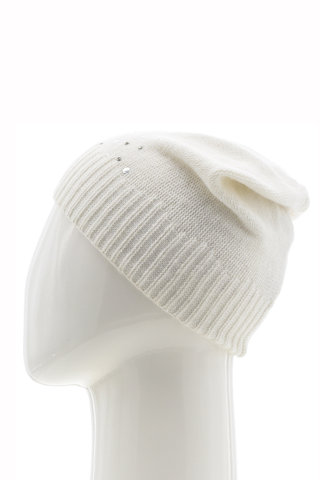 Полушерстяная шапка со стразами (арт. baon B348576), размер Б/р 56, цвет белый Полушерстяная шапка со стразами (арт. baon B348576) - фото 5