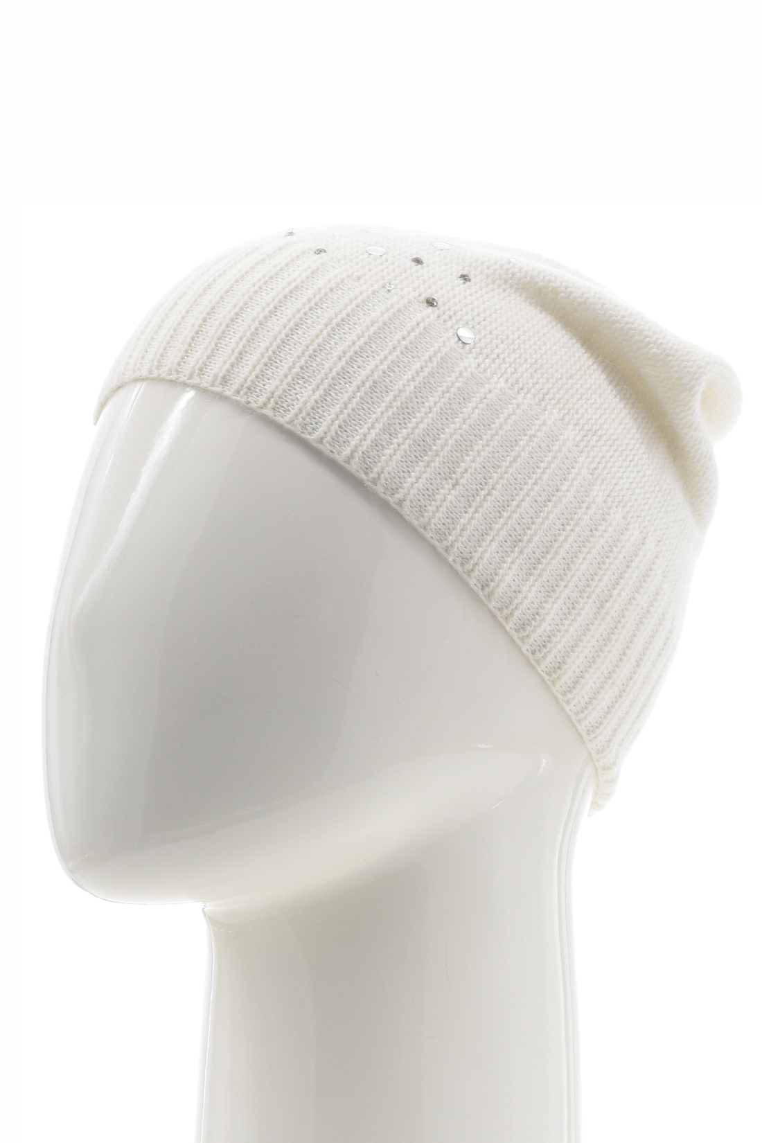 Полушерстяная шапка со стразами (арт. baon B348576), размер Б/р 56, цвет белый Полушерстяная шапка со стразами (арт. baon B348576) - фото 1
