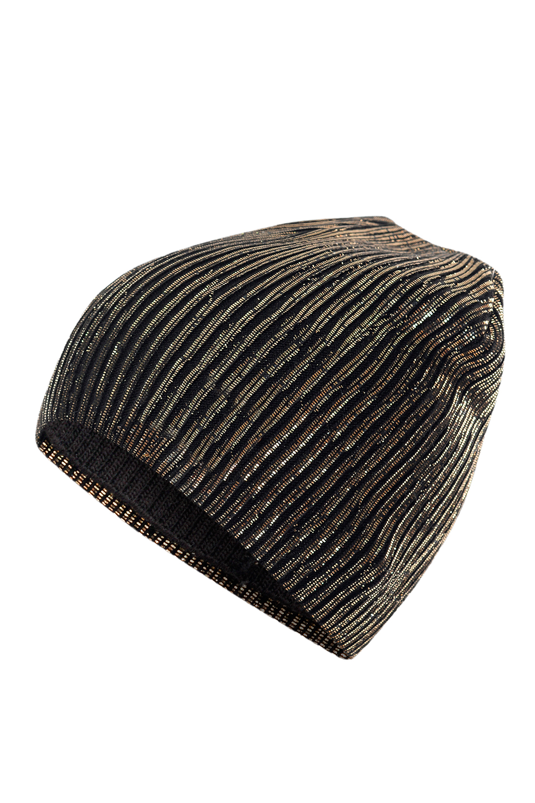 Чёрная шапка с золотым напылением (арт. baon B349572), размер Б/р 56, цвет золотой Чёрная шапка с золотым напылением (арт. baon B349572) - фото 2