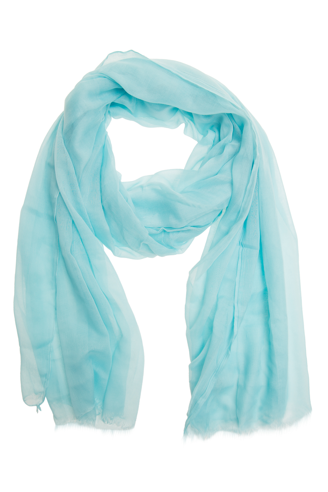 Однотонный шарф-фуляр (арт. baon B357029), размер Без/раз, цвет голубой Однотонный шарф-фуляр (арт. baon B357029) - фото 1