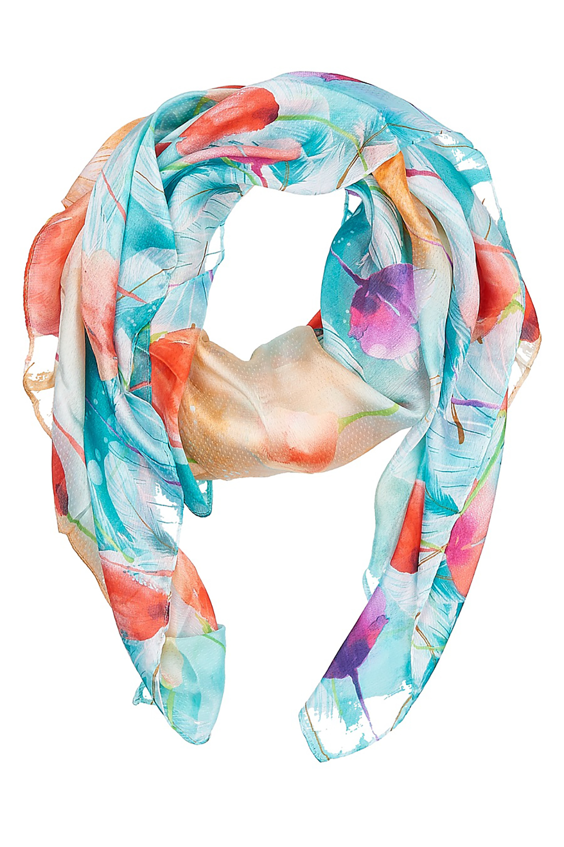 Шёлковый шарф с тюльпанами (арт. baon B358050), размер Без/раз, цвет multicolor#многоцветный