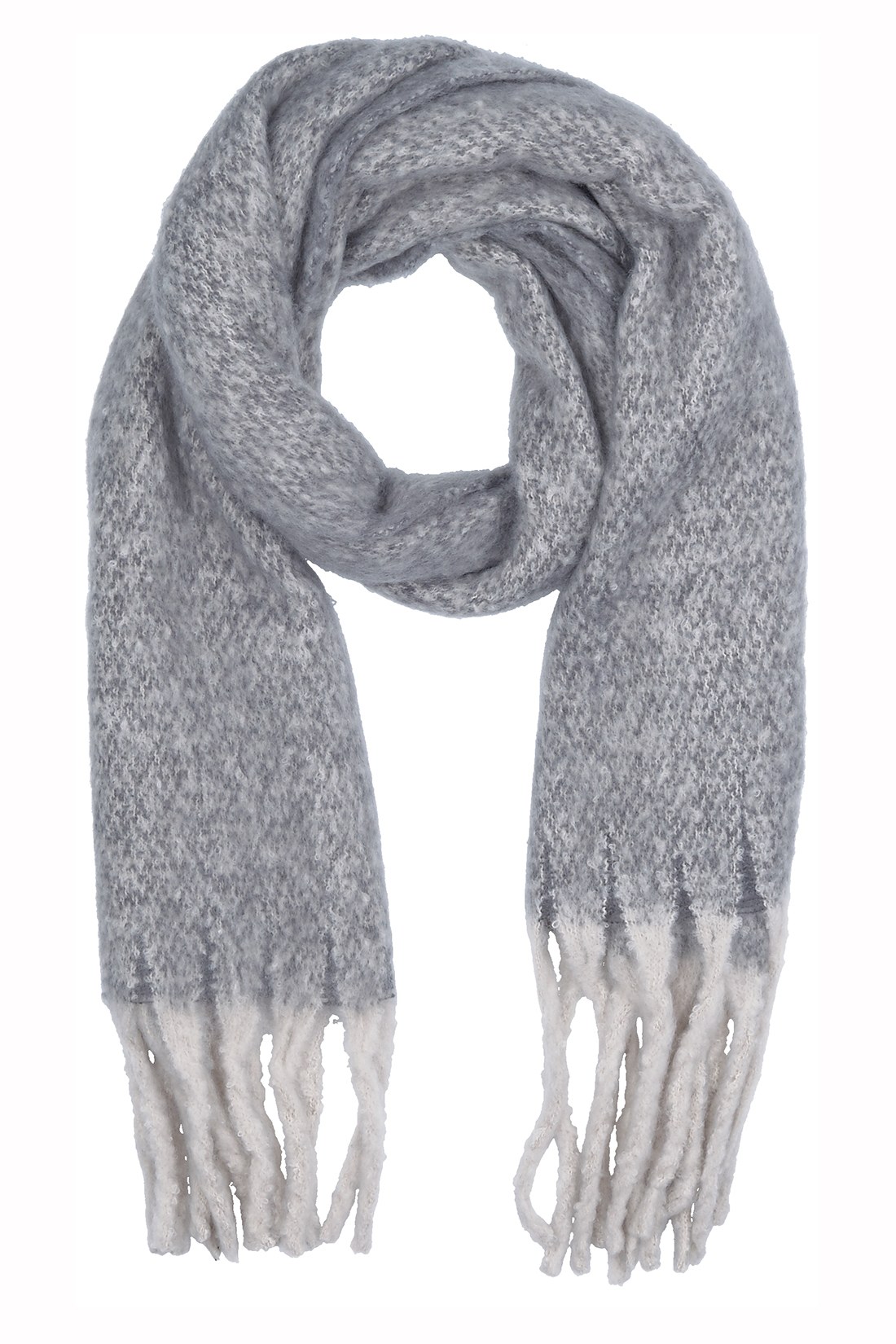 Шерстяной шарф с бахромой (арт. baon B358501), размер Без/раз, цвет серый Шерстяной шарф с бахромой (арт. baon B358501) - фото 1