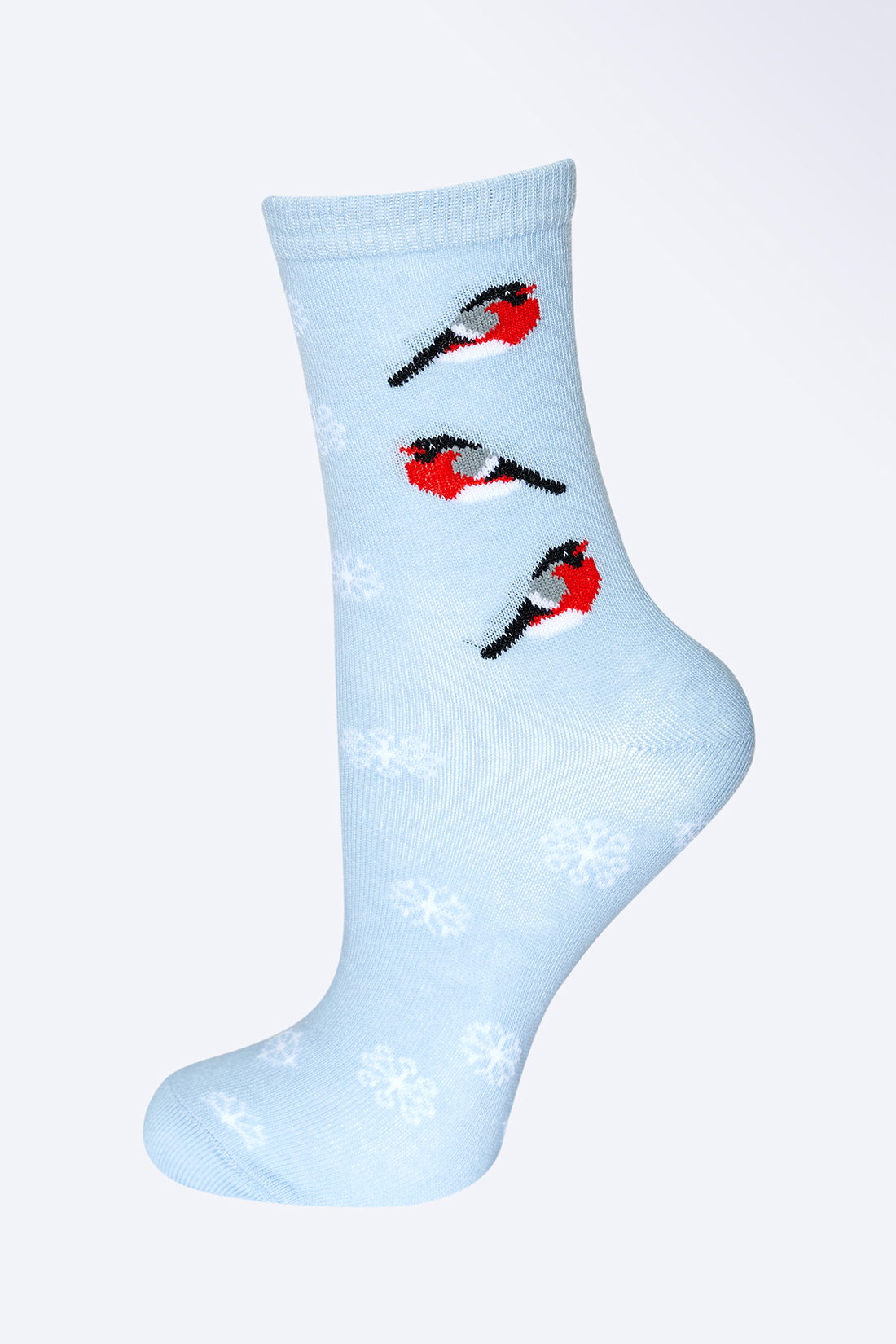 Носки со снегирями (арт. baon B399501), размер 35/37, цвет голубой Носки со снегирями (арт. baon B399501) - фото 1