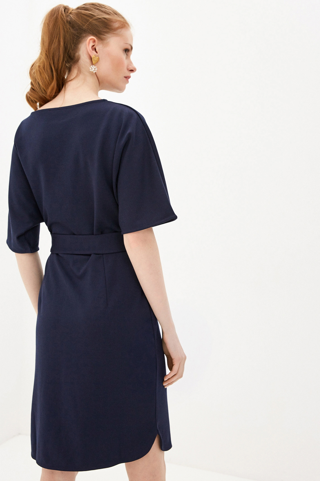 Платье с поясом (арт. baon B450021), размер XL, цвет синий Платье с поясом (арт. baon B450021) - фото 2