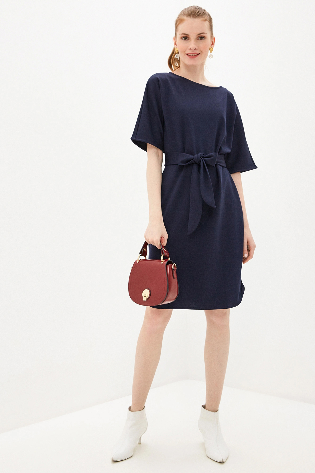 Платье с поясом (арт. baon B450021), размер XL, цвет синий Платье с поясом (арт. baon B450021) - фото 1