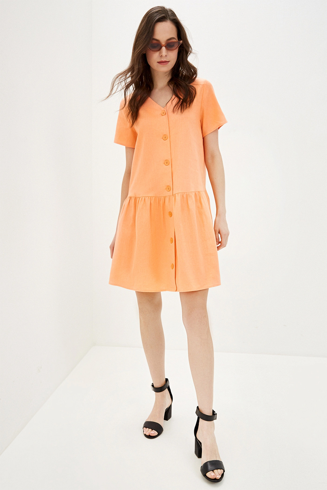 Платье (арт. baon B450054), размер XXL, цвет оранжевый Платье (арт. baon B450054) - фото 1