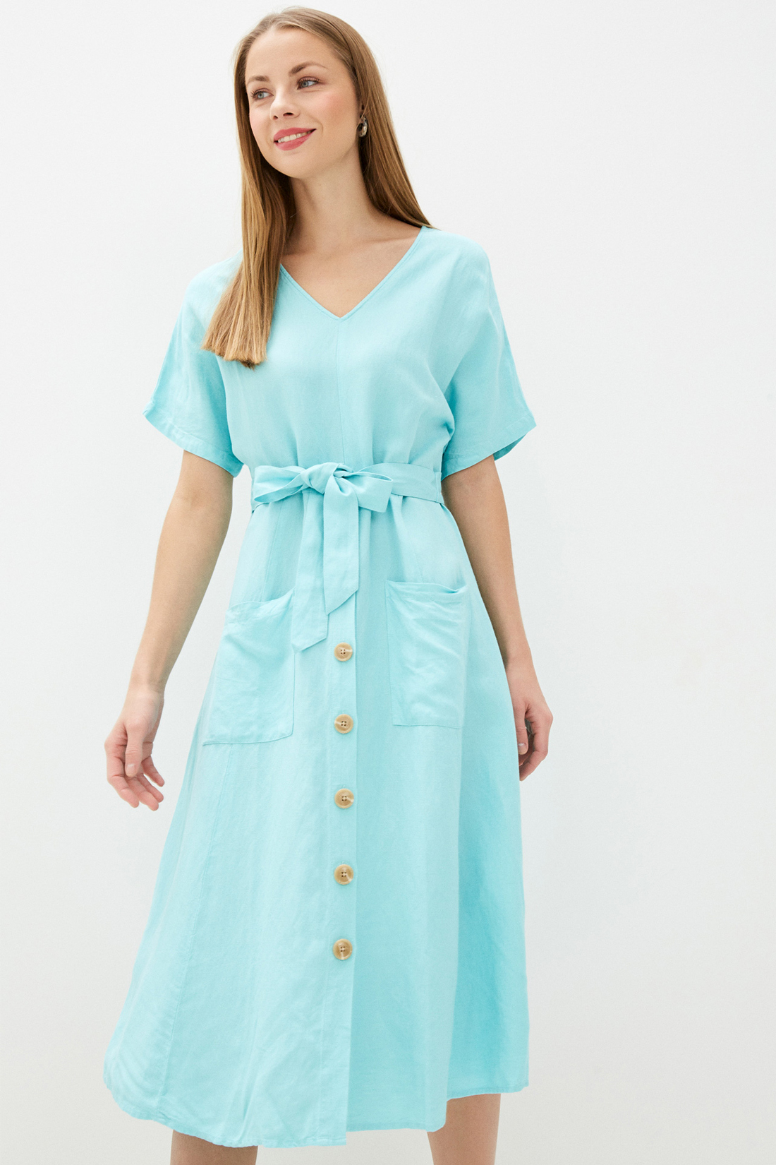 Платье (арт. baon B450056), размер L, цвет голубой Платье (арт. baon B450056) - фото 4