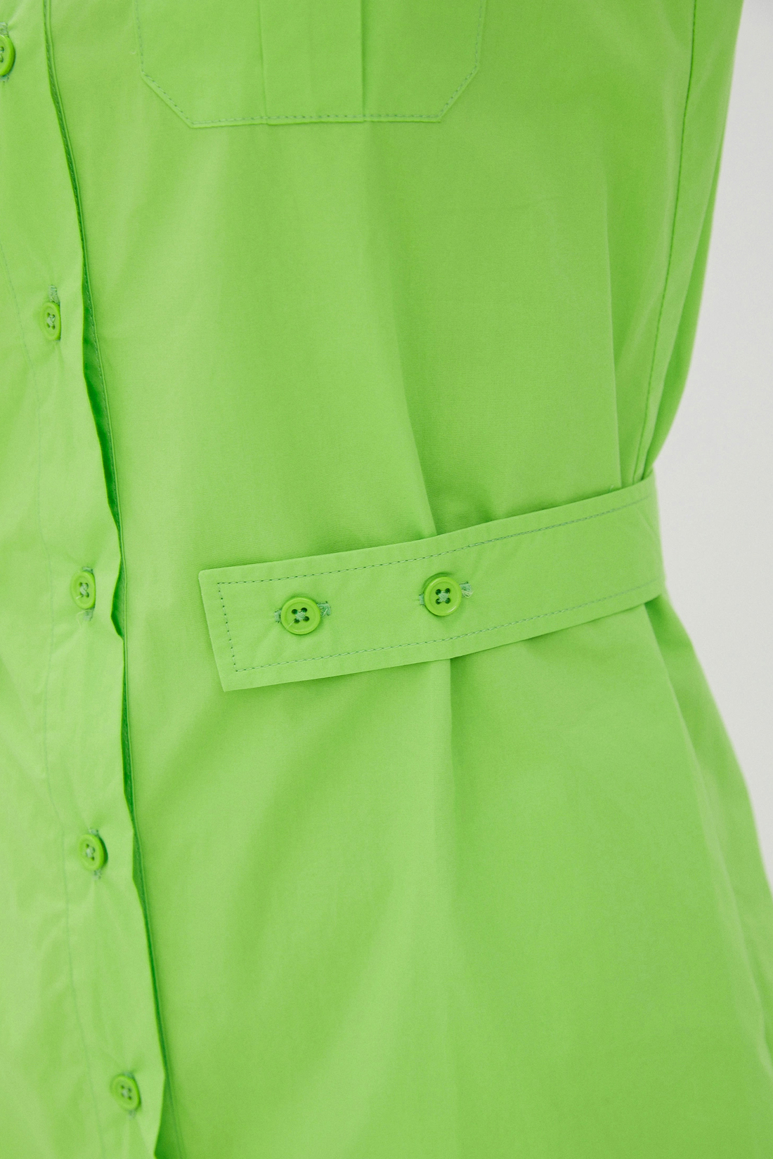 Платье-рубашка без рукавов (арт. baon B450059), размер M, цвет зеленый Платье-рубашка без рукавов (арт. baon B450059) - фото 3
