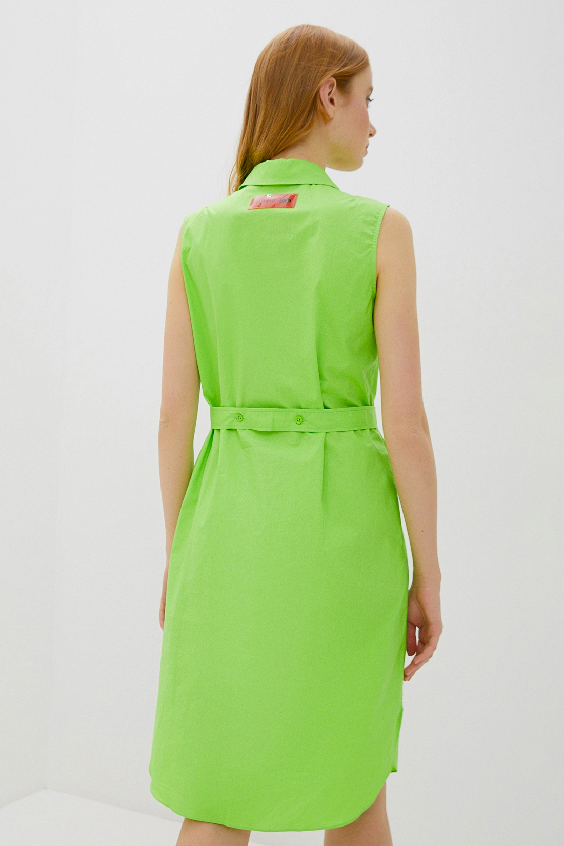 Платье-рубашка без рукавов (арт. baon B450059), размер M, цвет зеленый Платье-рубашка без рукавов (арт. baon B450059) - фото 2